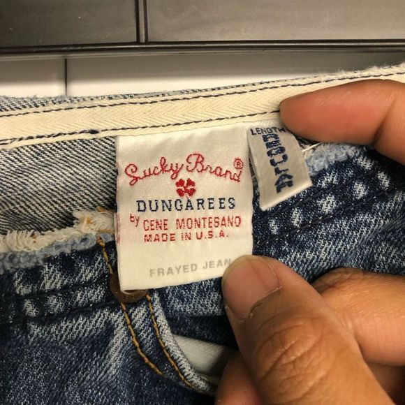 Lucky Brand Dungarees Frayed Top Denim Blue Jeans Size 6 - Picture 3 of 6